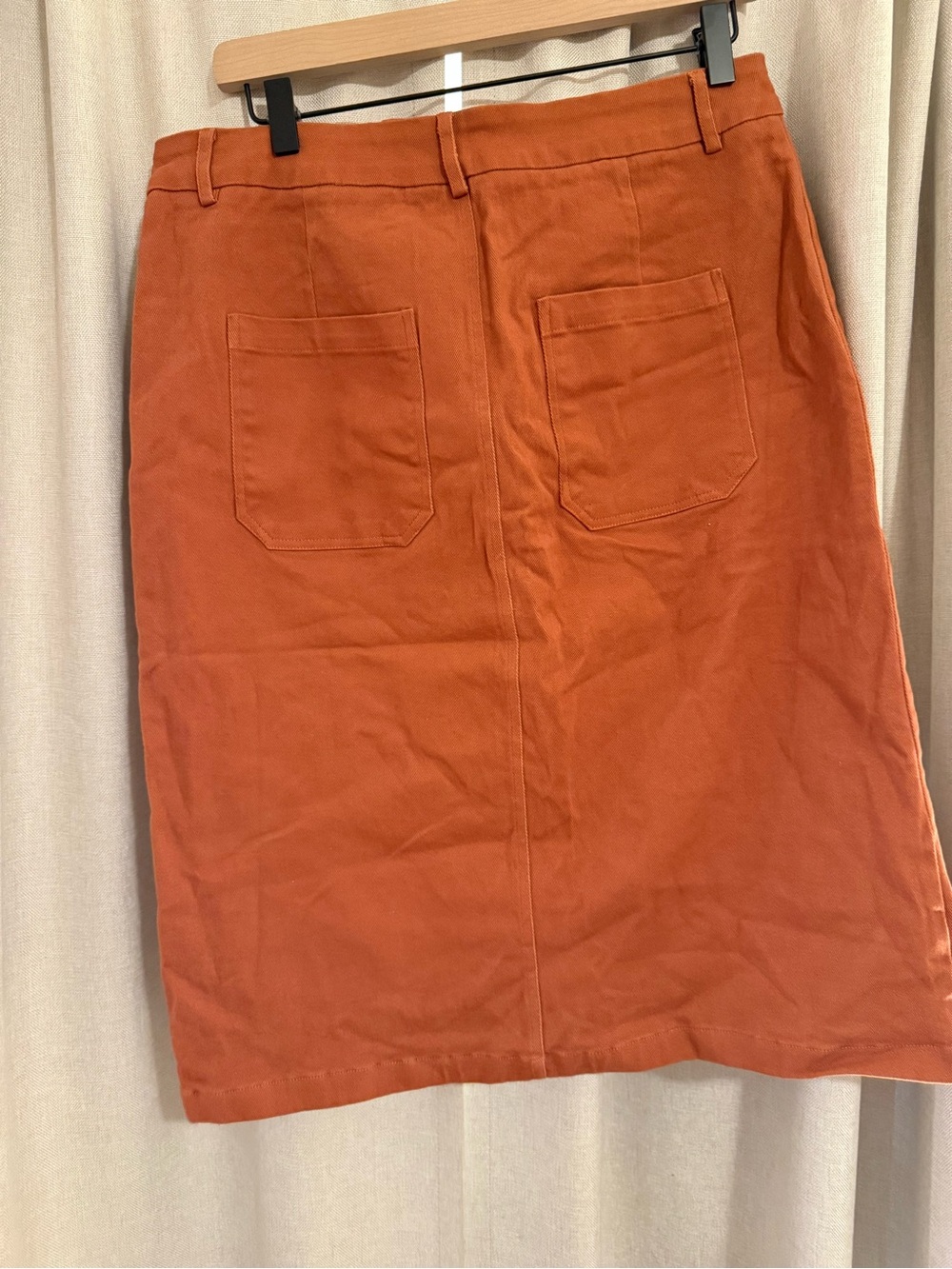 bohme Rust Orange Straight Cotton Skirt - Picture 2 of 3